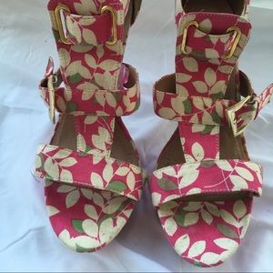 Pink and White Floral Heels